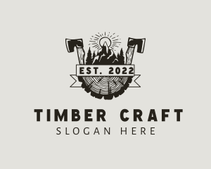 Wood Forest Axe Lumber logo design