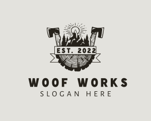 Wood Forest Axe Lumber logo design