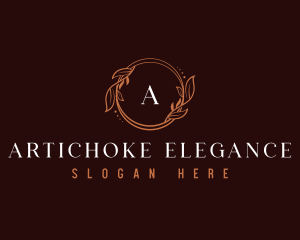 Elegant Leaf Wreath  logo design