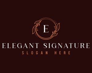 Elegant Leaf Wreath  logo design