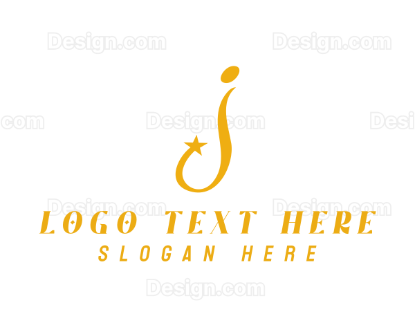 Golden Star Letter J Logo