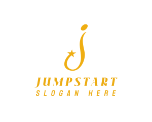 Golden Star Letter J logo design