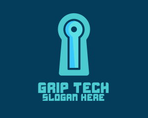 Blue Tech Keyhole logo design