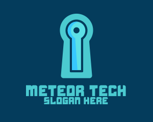 Blue Tech Keyhole logo design