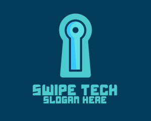 Blue Tech Keyhole logo design