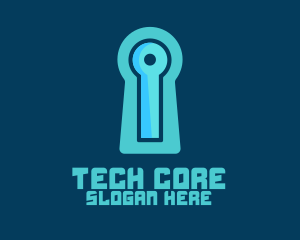 Blue Tech Keyhole logo design