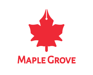 Pen Nib Maple Leaf logo design