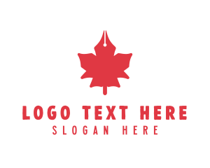 Pen Nib Maple Leaf logo