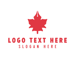 Pen Nib Maple Leaf Logo