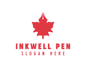 Pen Nib Maple Leaf logo design