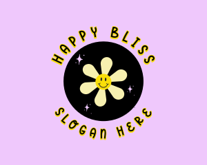 Happy  Face Y2K Flower logo design