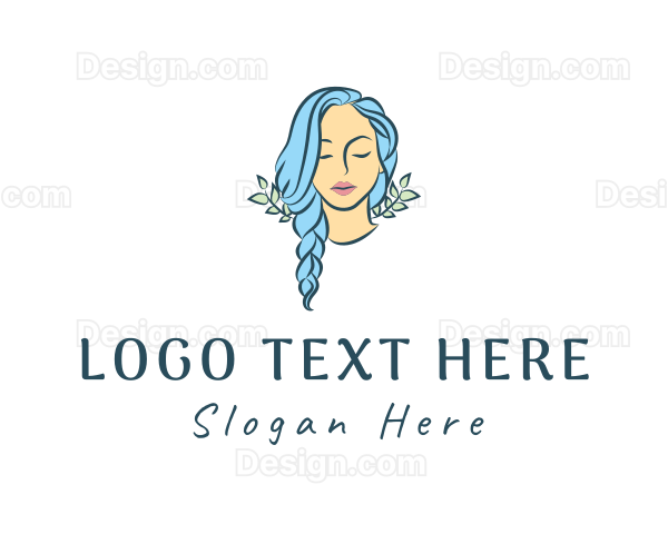 Blue Hair Braids Girl Logo