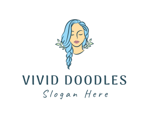 Blue Hair Braids Girl logo design