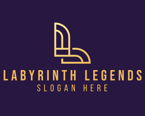 Gold Art Deco Interior Design logo design