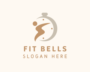 Human Stopwatch Fitness logo design