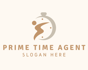 Human Stopwatch Fitness logo design