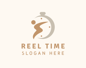 Human Stopwatch Fitness logo design