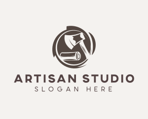 Wood Axe Carpenter logo design