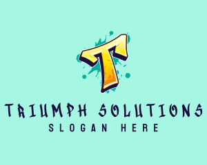 Graffiti Art Letter T logo design