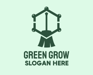 Green Broom Hexagon logo design