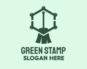 Green Broom Hexagon logo design