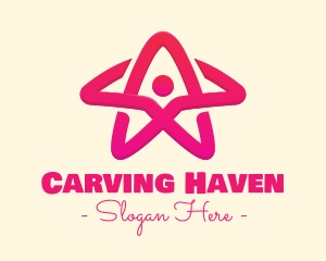 Pink Gradient Human Star logo design