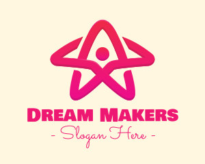 Pink Gradient Human Star logo design