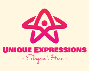 Pink Gradient Human Star logo design