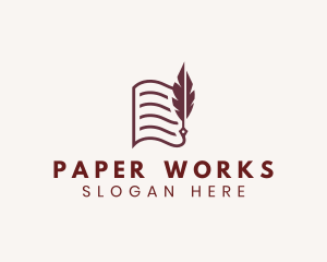 Quill Pen Paper Writer logo design