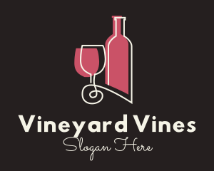 Minimalist Wine Bottle & Glass logo