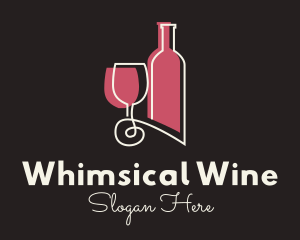 Minimalist Wine Bottle & Glass logo design