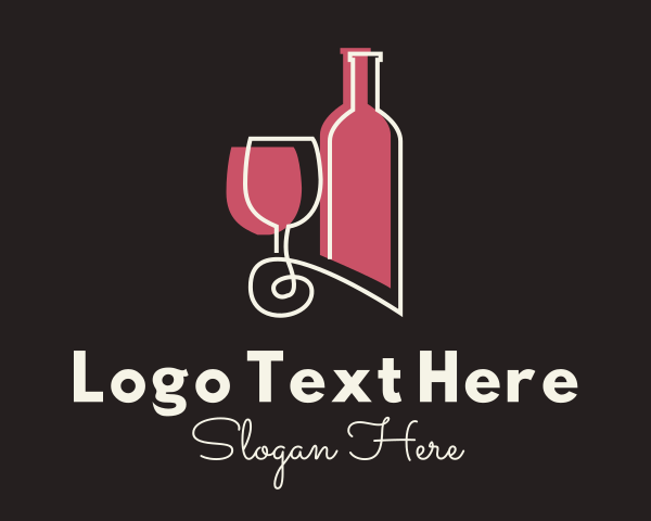 Minimalist Wine Bottle & Glass logo