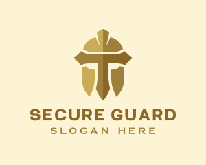 Gold Spartan Helmet Letter T logo