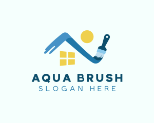 Paint Brush House Roof  logo design