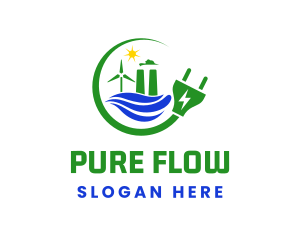 Natural Energy Electric Plug logo design