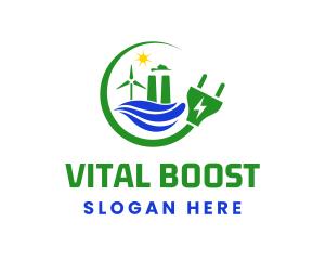 Natural Energy Electric Plug logo design