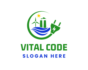 Natural Energy Electric Plug logo design