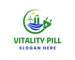 Natural Energy Electric Plug logo design