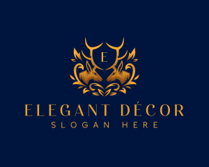 Elegant Deer Leaf logo design