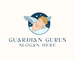 Sleeping Angel Cherub logo design