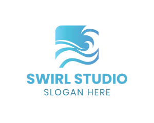 Water Wave Swirl logo design