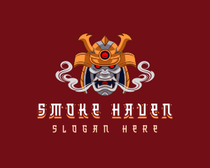 Samurai Warrior Smoke logo design