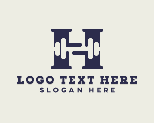 Gym Dumbbell Letter H Logo