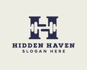 Gym Dumbbell Letter H logo design