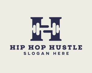 Gym Dumbbell Letter H logo design