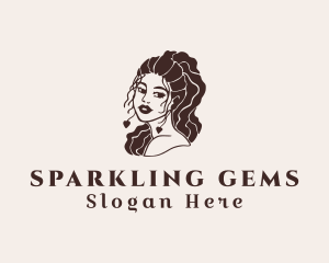 Curly Hair Beautiful Lady logo design