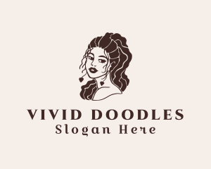 Curly Hair Beautiful Lady logo design