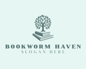 Book Tree Library Ebook  logo design