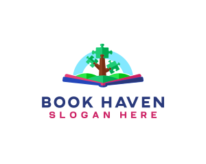 Book Puzzle Nature  logo design