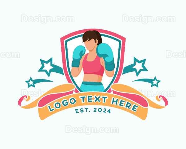 Female Boxer Athlete Logo